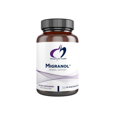 A supplement container of Migranol by Designs for Health - USA
