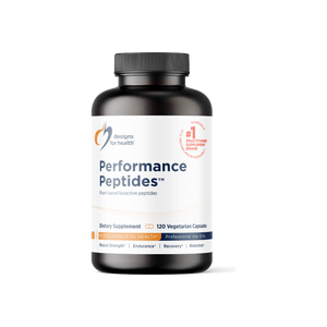 A supplement container of Performance Peptides™ by Designs for Health - USA