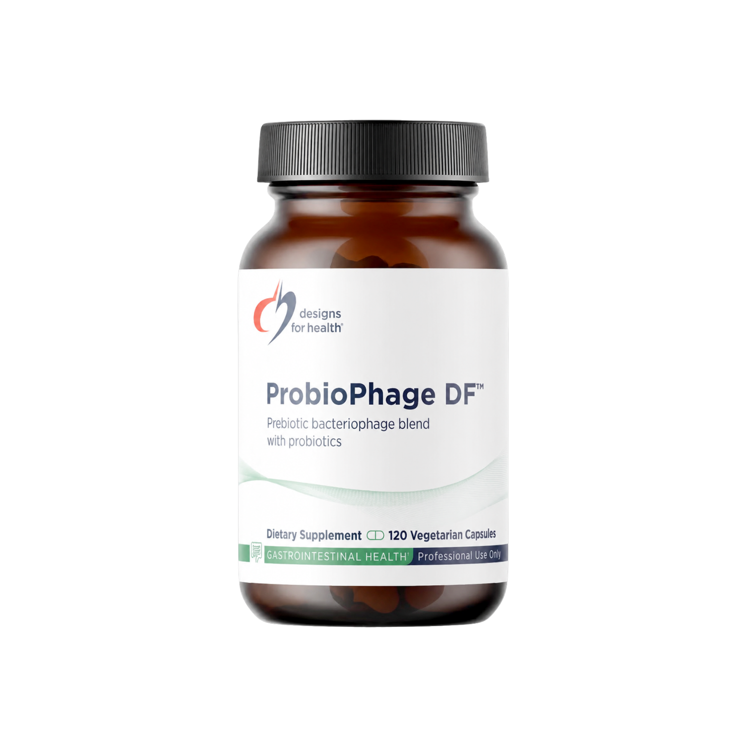 A supplement container of Probiophage DF by Designs for Health - USA