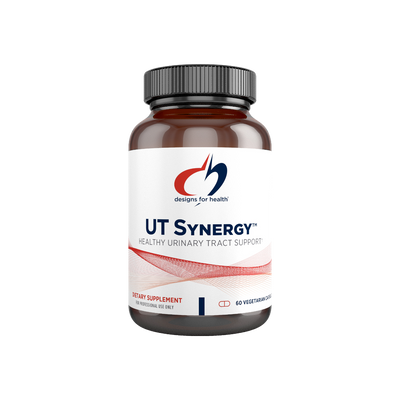 A supplement container of UT Synergy by Designs for Health - USA