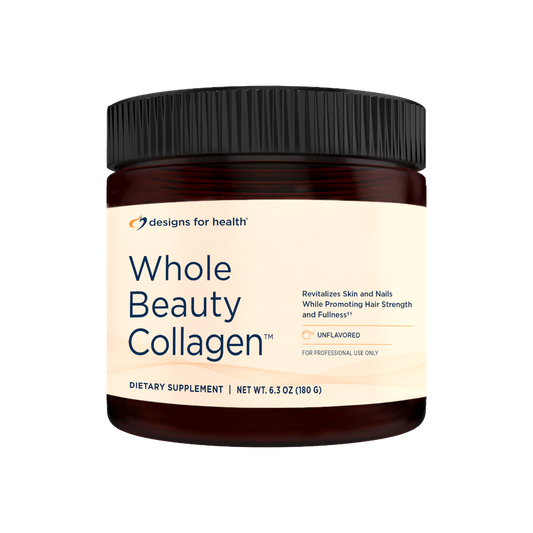 A supplement container of Whole Beauty Collagen™ by Designs for Health - USA