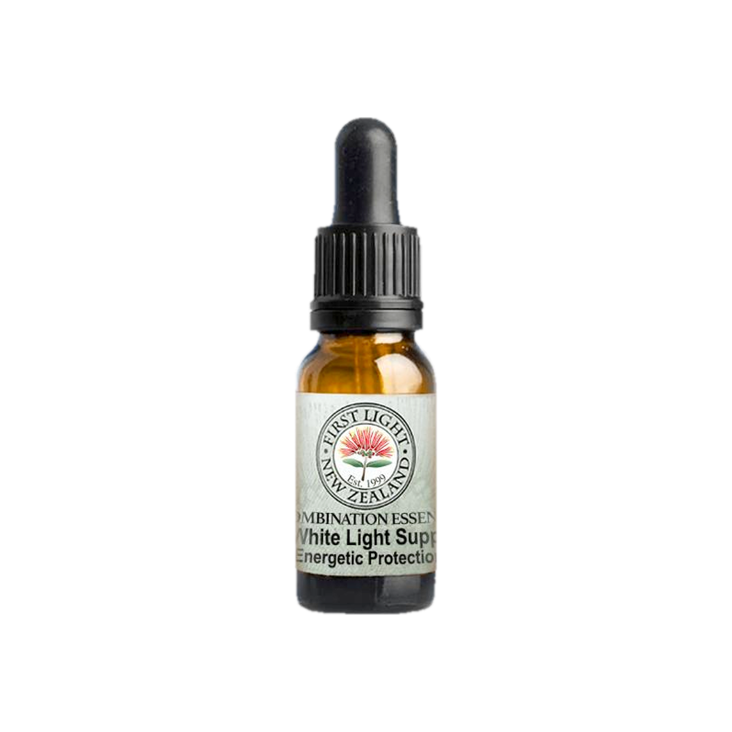A supplement container of White Light Support© (Energetic Protection) 10ml by First Light Flower Essences