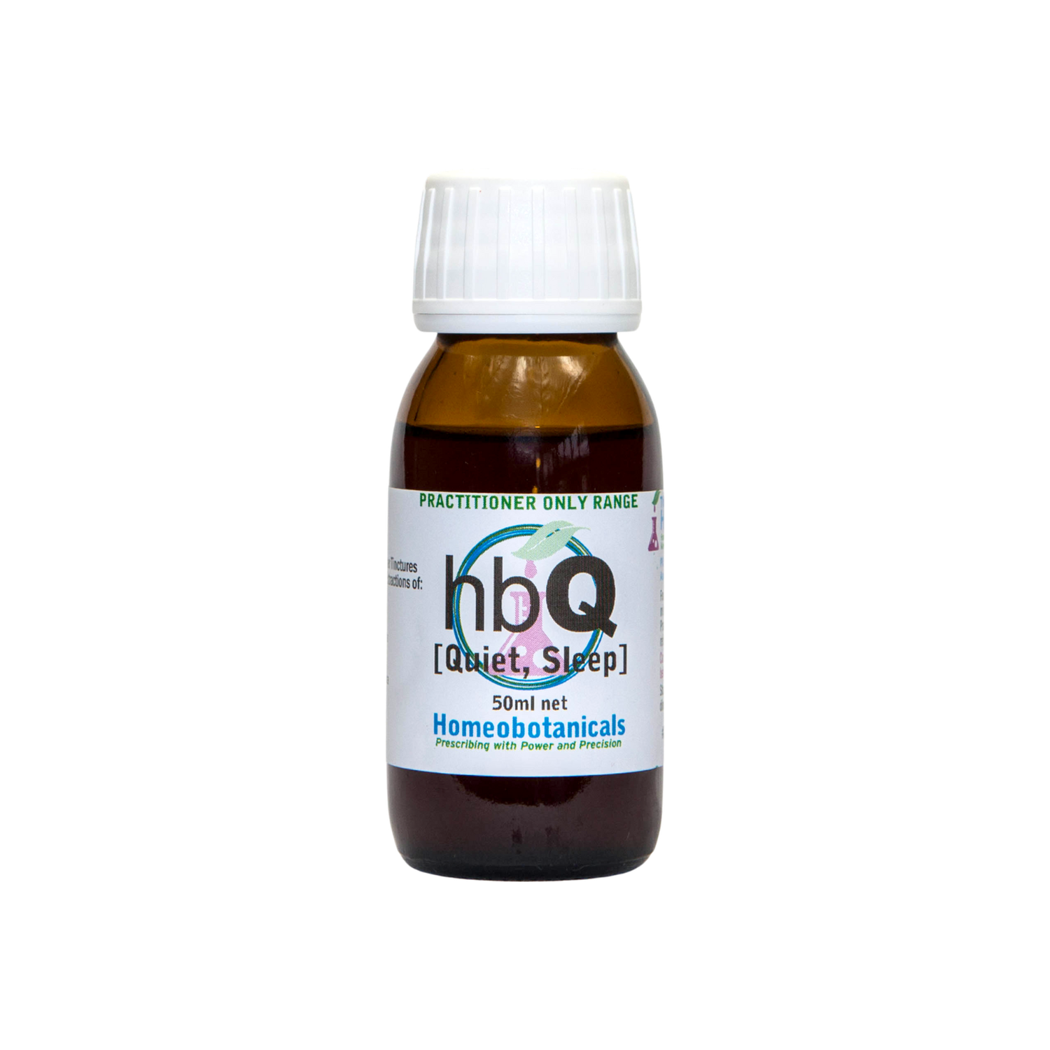 A supplement container of hbQ (Quiet & Sleep) 50ml by Homeobotanicals