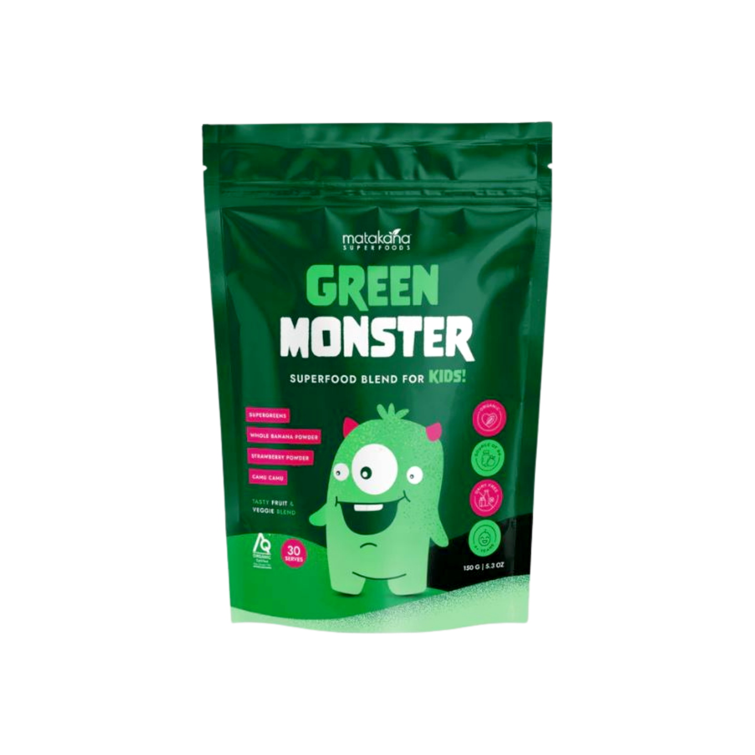 A supplement container of Green Monster by Matakana Superfoods