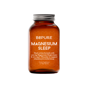 A supplement container of Magnesium Sleep 120c by Be Pure