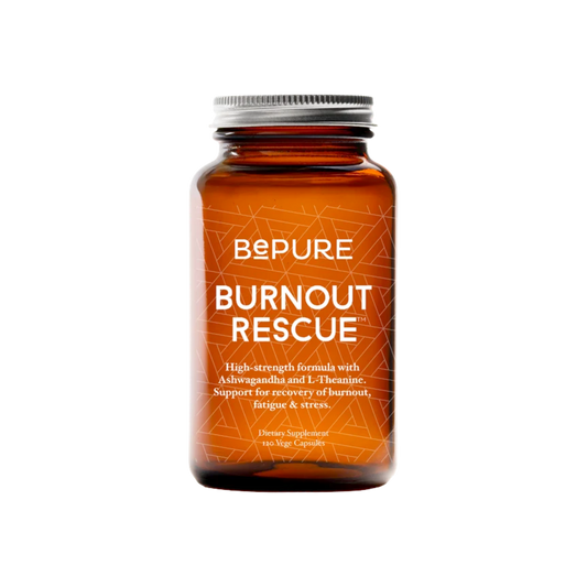 A supplement container of Burnout Rescue 120c by Be Pure