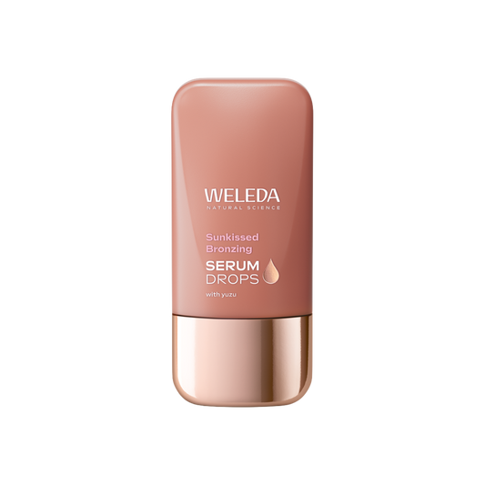 A supplement container of Sunkissed Bronzing Serum Booster Drops by Weleda