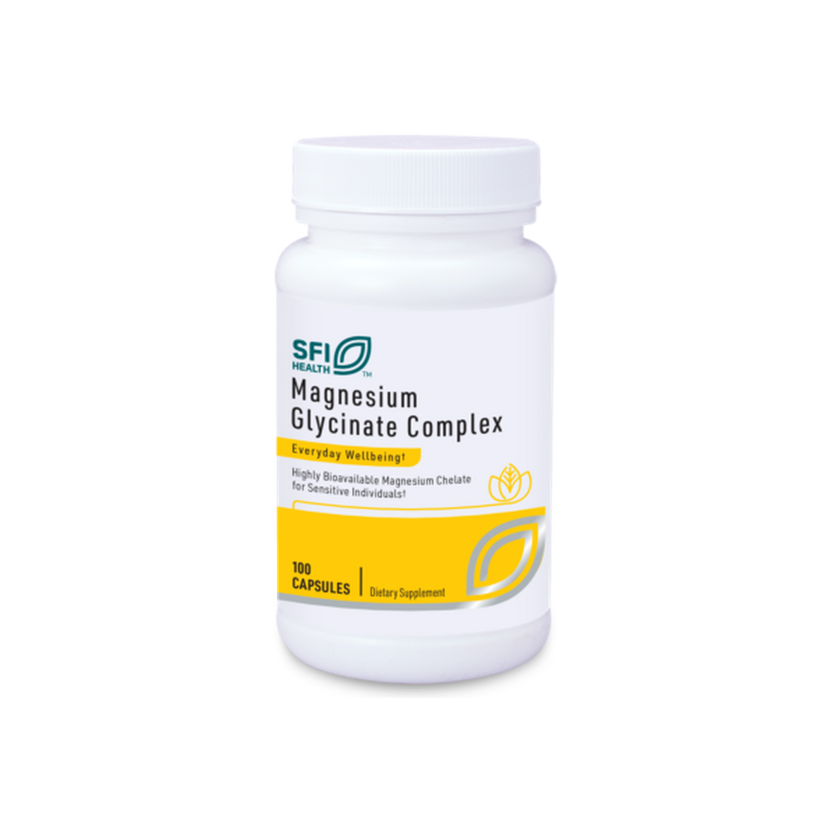 A supplement container of Magnesium Glycinate Complex by SFI Health
