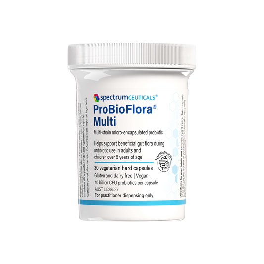 A supplement container of ProBioFlora Multi 30 caps (Reformulation) by SpectrumCeuticals