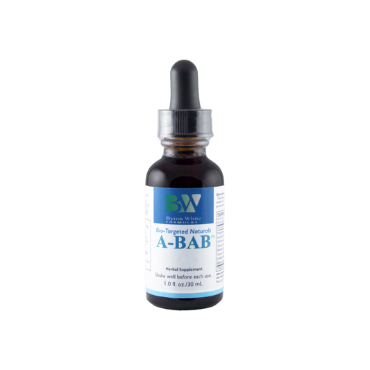 A supplement container of A-BAB by Byron White Formulas