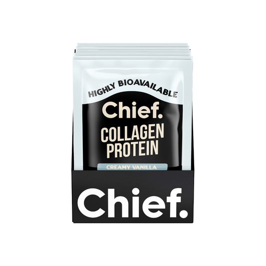 A supplement container of Collagen Protein Creamy Vanilla (10 Pack) by Chief Nutrition