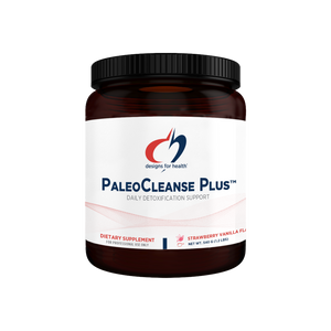 A supplement container of PaleoCleanse Plus (Strawberry Vanilla Flavour) by Designs for Health - USA