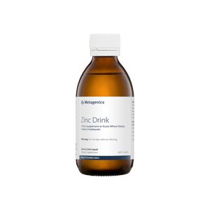 A supplement container of Zinc Drink 200mL by Metagenics