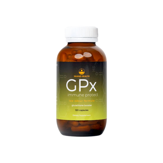 A supplement container of GPx Immune Protect by Seleno Health (Retail)