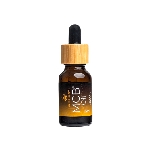 A supplement container of MCB Oil by Seleno Health (Retail)