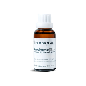 A supplement container of ProdromeGlia Plasmogen Oil 30mL by Prodrome