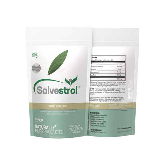 A supplement container of Salvestrol® Platinum ( (500mg 60's) by Salvacare