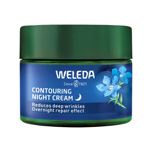 A supplement container of Contouring Night Cream - Blue Gentian & Edelweiss by Weleda