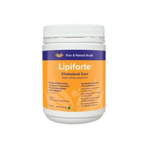 A supplement container of Lipiforte® Cholesterol Care by Pure & Natural Health