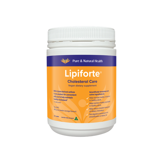 A supplement container of Lipiforte® Cholesterol Care by Pure & Natural Health