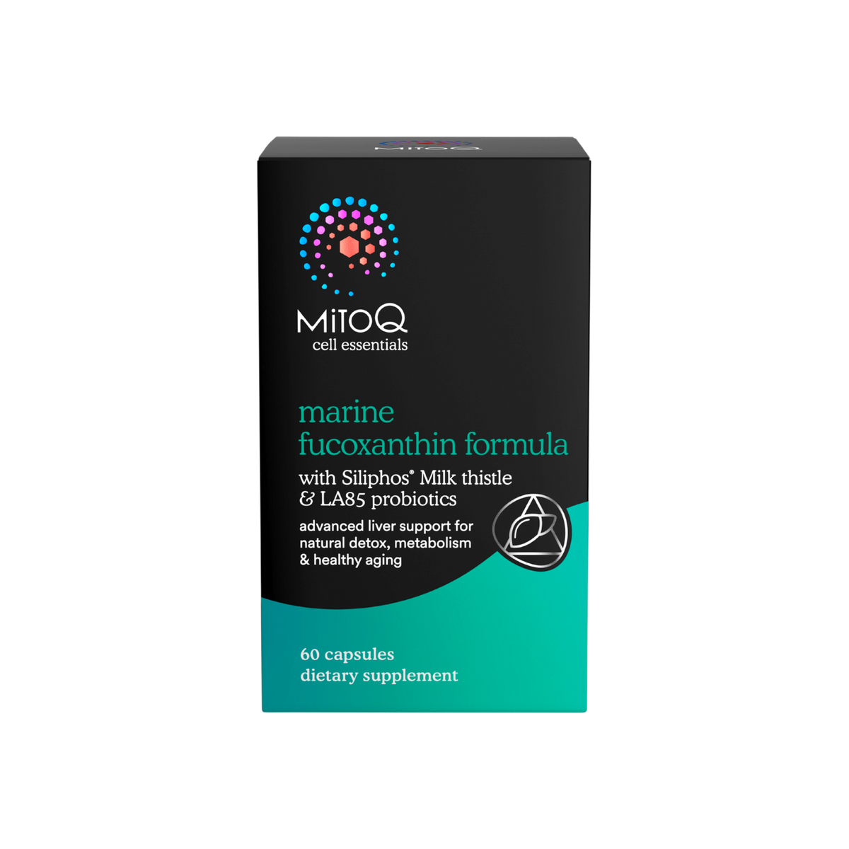 A supplement container of MitoQ Marine Fucoxanthin Formula by MitoQ