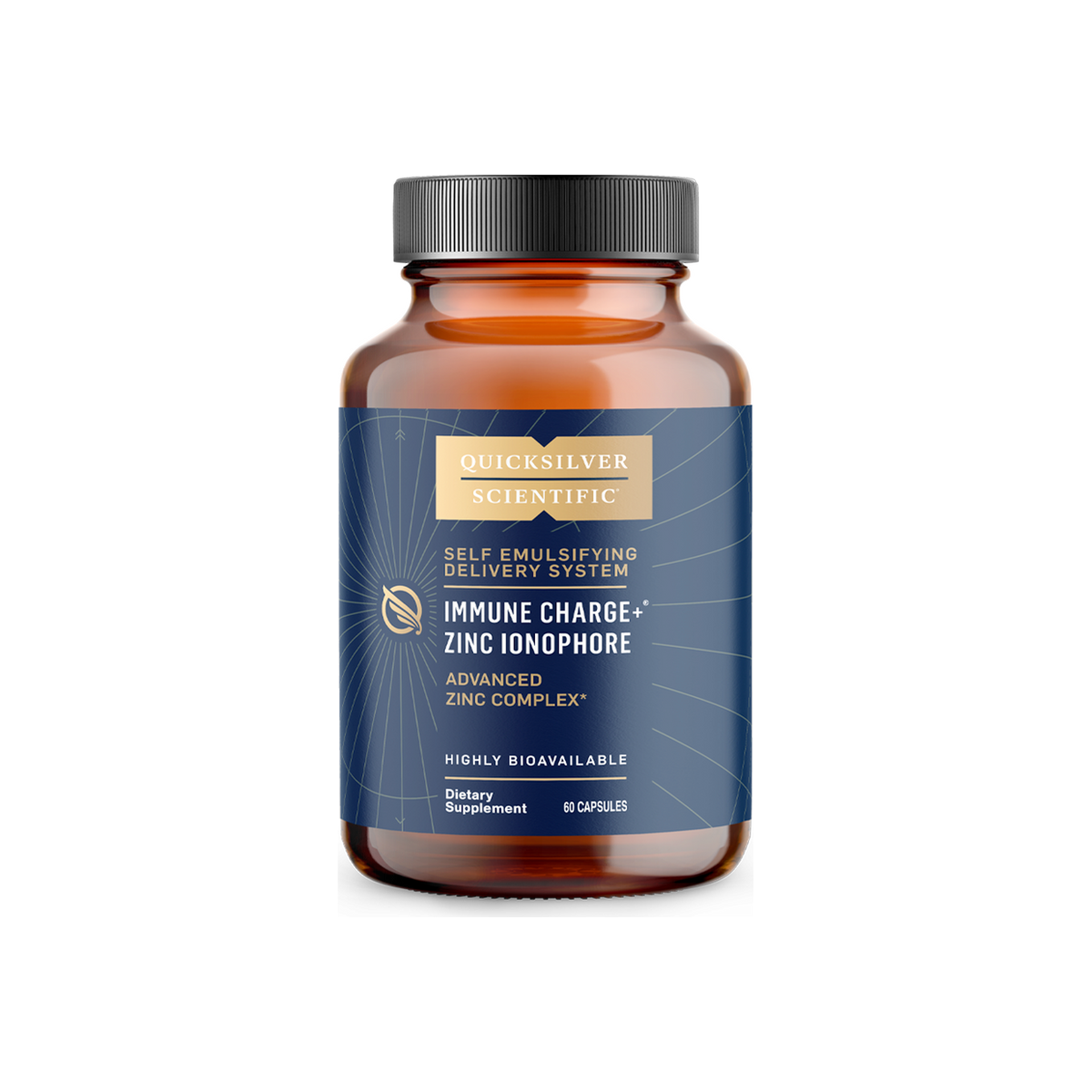 A supplement container of Immune Charge+ Zinc Ionophore by Quicksilver