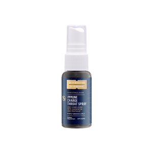 A supplement container of Immune Charge+ Throat Spray by Quicksilver