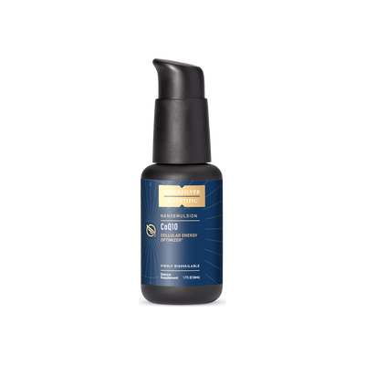 A supplement container of CoQ10 Nanoemulsified (30mg) - liposomal by Quicksilver