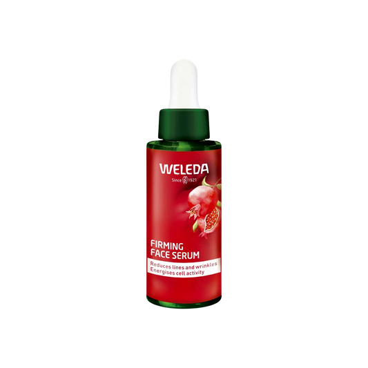A supplement container of Firming Face Serum (Pomegranate) by Weleda