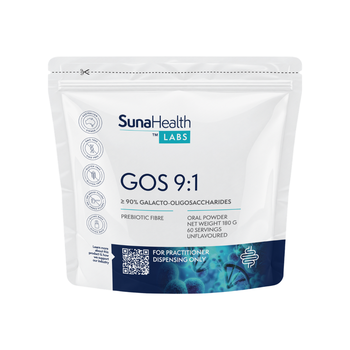 A supplement container of GOS 9:1 by SunaHealth Labs