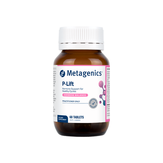 A supplement container of P-Lift by Metagenics