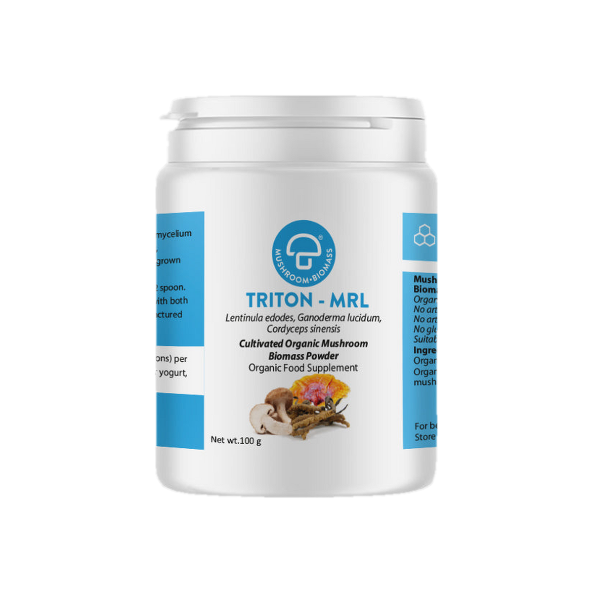 A supplement container of Triton-MRL ™ 100g by Mycology Research Laboratories