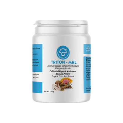 A supplement container of Triton-MRL ™ 100g by Mycology Research Laboratories
