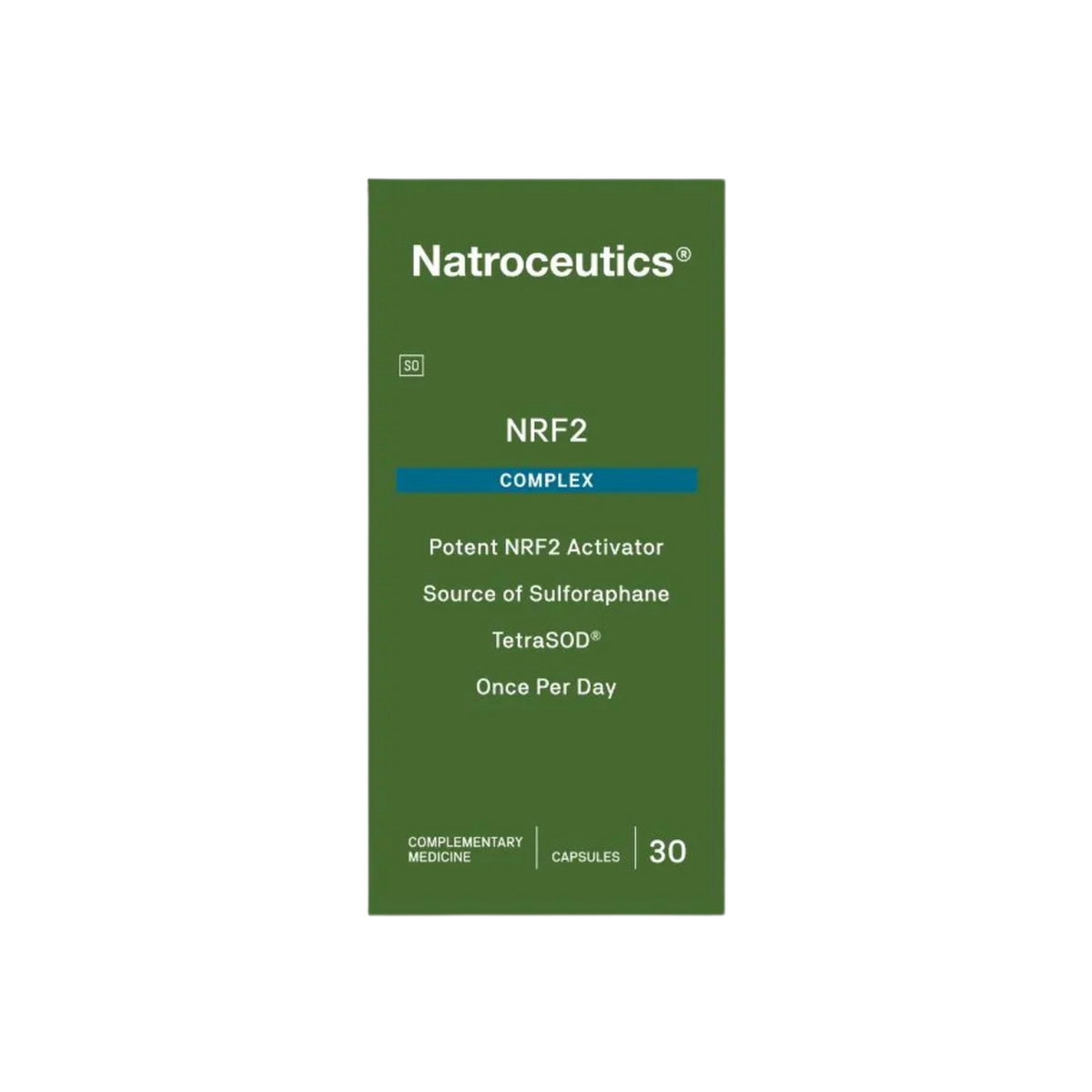 A supplement container of NRF2 Complex (previously Sulforaphane Complex) by Natroceutics