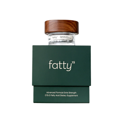 A supplement container of Fatty15 Advanced Formula Extra Strength Starter Kit by Fatty15 Clinical