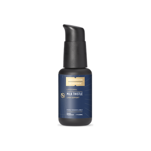 A supplement container of Milk Thistle Nanoemulsified by Quicksilver