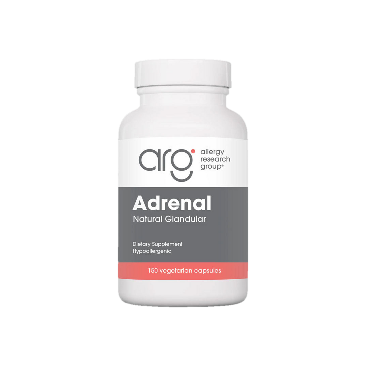 A supplement container of Adrenal 150c by Allergy Research Group