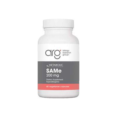 A supplement container of SAMe 200mg 60c by Metabolic Maintenance