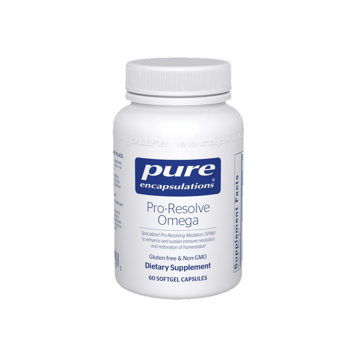A supplement container of Pro-Resolve Omega 60 softgel capsules by Pure Encapsulations