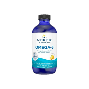 A supplement container of Omega-3 Liquid Lemon 237ml by Nordic Naturals