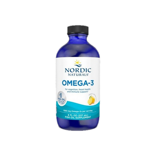 A supplement container of Omega-3 Liquid Lemon 237ml by Nordic Naturals