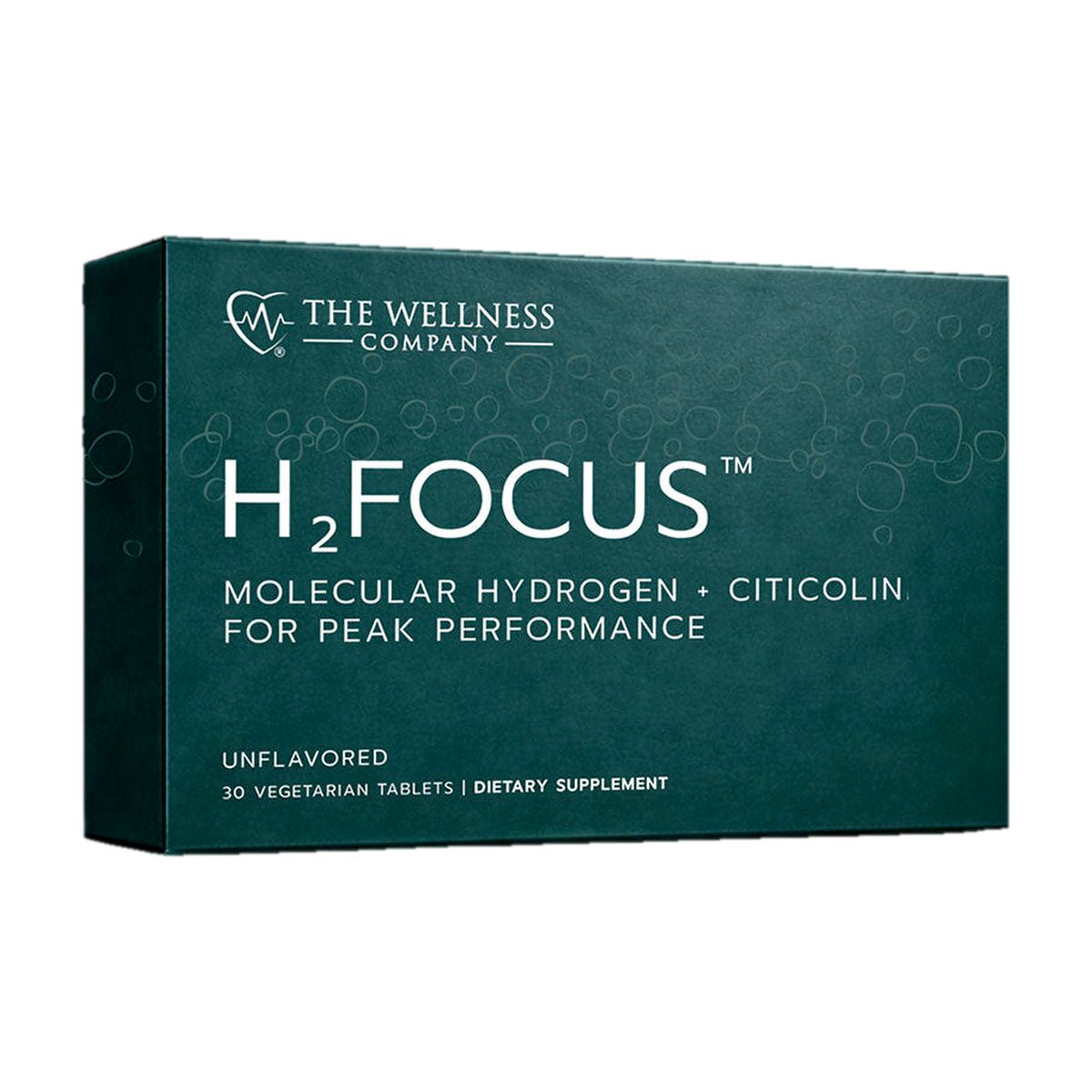 A supplement container of H2Focus 30t by The Wellness Company
