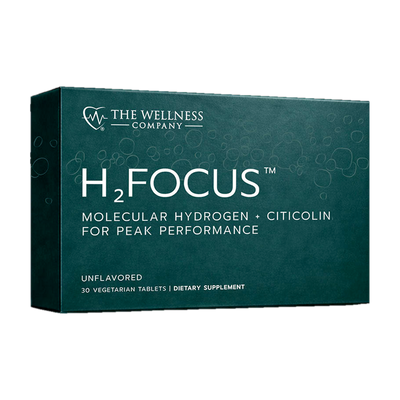 A supplement container of H2Focus 30t by The Wellness Company