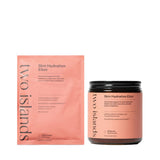 A Supplement container with the name Skin Hydration Elixir by Two Isalands.