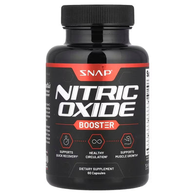 A Supplement container with the name Nitric Oxide Booster (60 Caps) by Snap Supplements