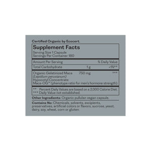 Ingredients Organic Gelatinized Maca (Lepidium peruvianum) 