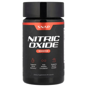 A Supplement container with the name Nitric Oxide Booster (90 Caps) by Snap Supplements