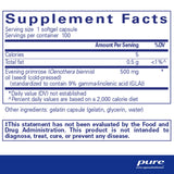 Ingredients: Evening primrose (Oenothera biennis) oil (seed) (cold-pressed) (standardized to contain 9% gamma-linolenic acid (GLA)