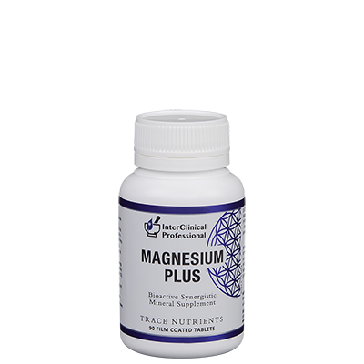 A supplement container of Magnesium Plus by Interclinical Laboratories