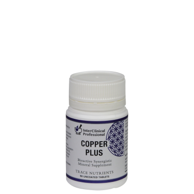 A supplement container of Copper Plus by Interclinical Laboratories